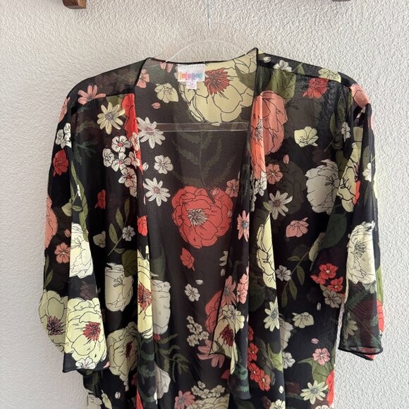 Lularoe black cardigan with florals - Picture 3 of 5